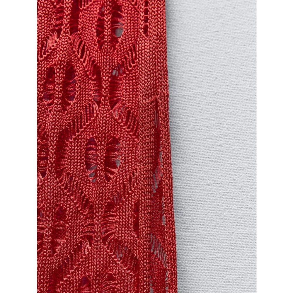 ZARA LONG FRINGED OPEN KNIT TUNIC
RED - Picture 8 of 8